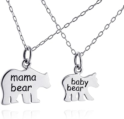 silver mama bear necklace