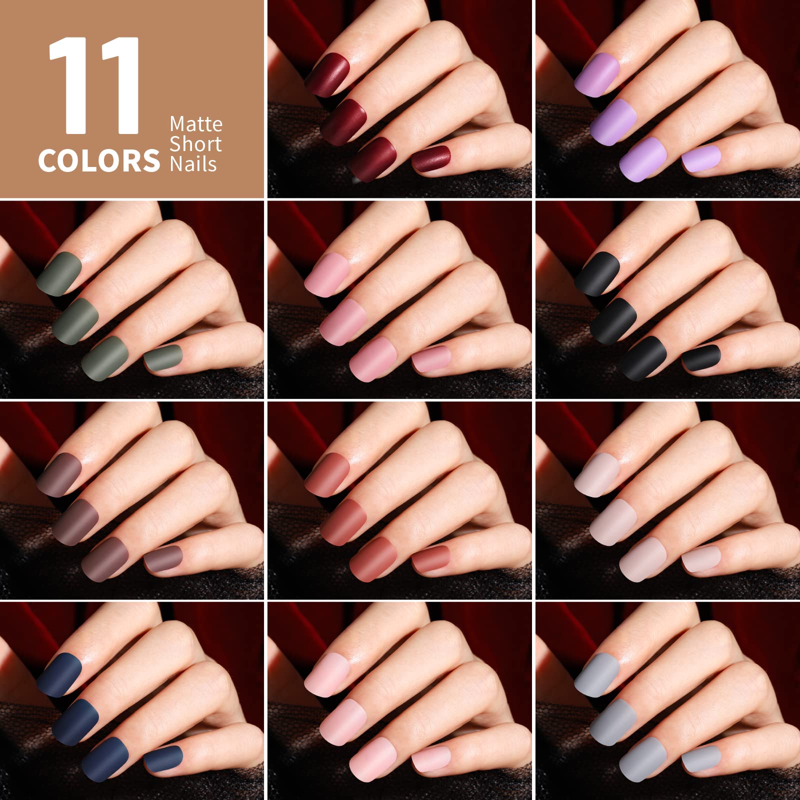 Teenitor Short Press On Nails, 576Pcs Short Square Press On Nails Kit with Matte, Glossy, Glitter, and French Designs, Fake Nails with Glue on Nails Short, Press on Nails Short - Image 5