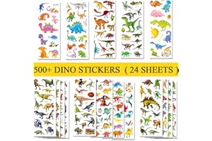 BEESTECH 24 Sheets Dinosaur Stickers 450+ for Kids Boys Girls Toddlers, Teacher Reward Stickers, Potty Chart Training Stickers, Dinosaur Party Favor Supplies, Goody Bag Stuffers，Pinata Filler