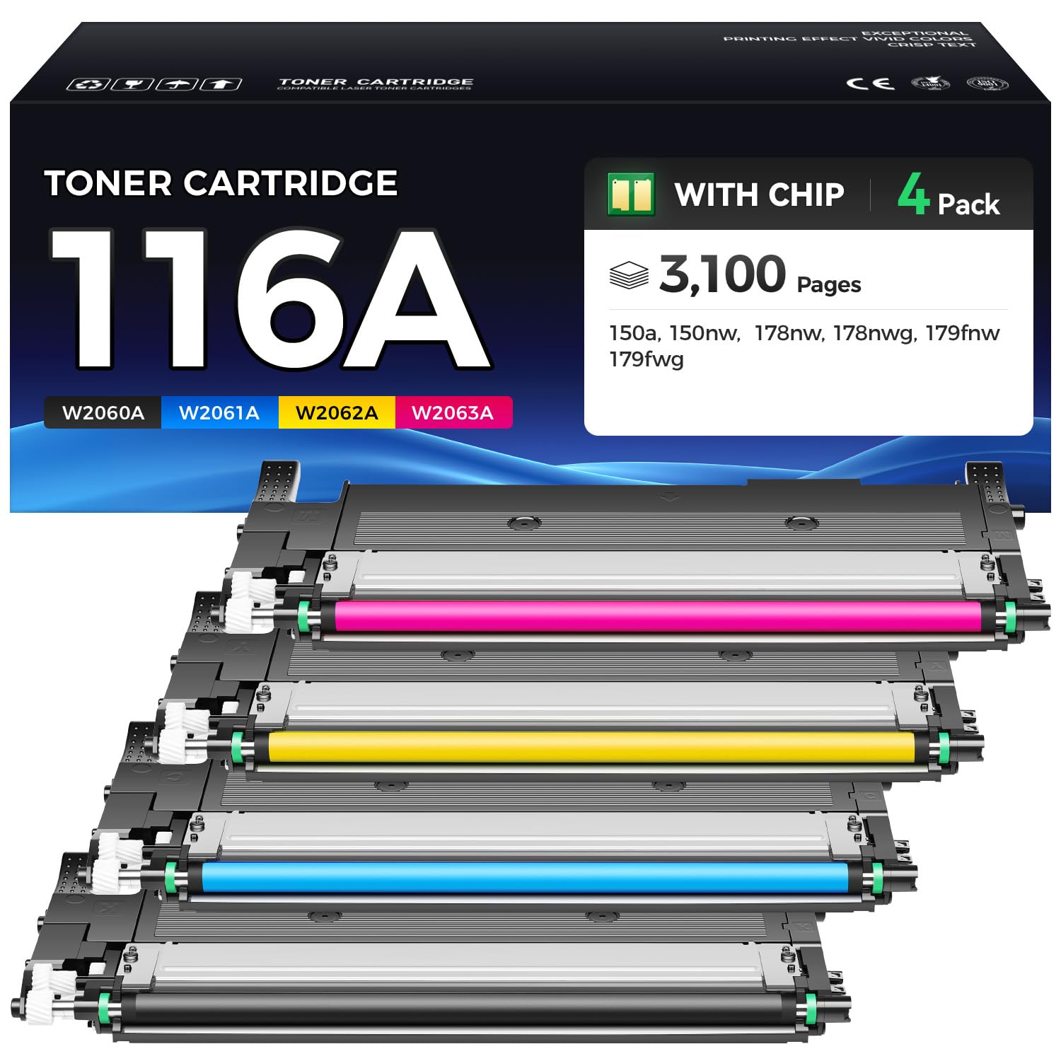 116A Toner Cartridge Set 4-Pack Black Cyan Yellow