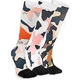 Magifuls VividPrint 5-Toe Socks (3 Pairs) – Stylish Crew Socks for Women & Men, Breathable & Supportive