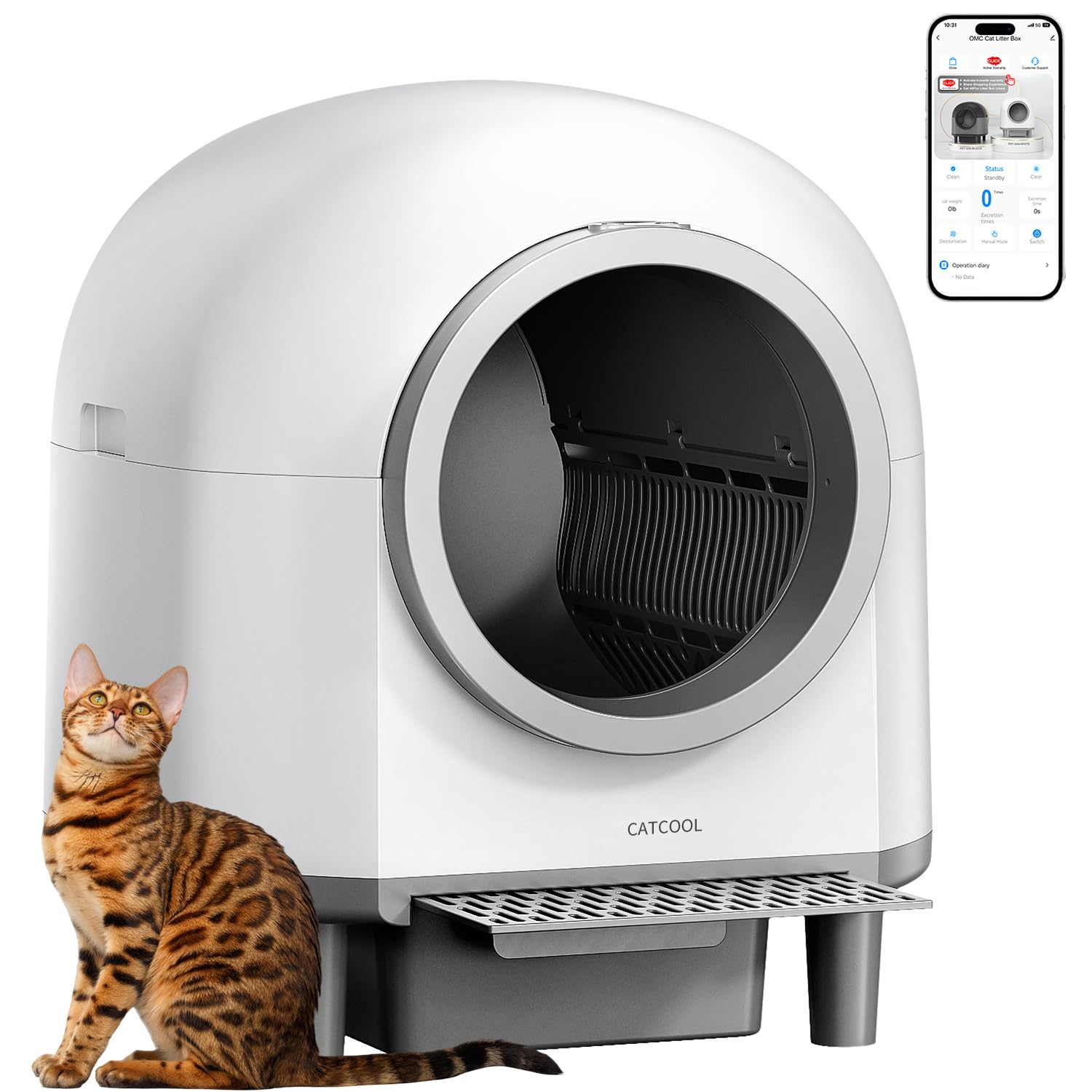 Photo 1 of (for parts) Automatic Cat Litter Box Self Cleaning,Smart Litter Box with 10 Safety Sensor Radars,100L Electric Cat Litter Boxes with Stairs for Multiple Cats,APP-Control,Advanced Odor Control OMCPET (White)