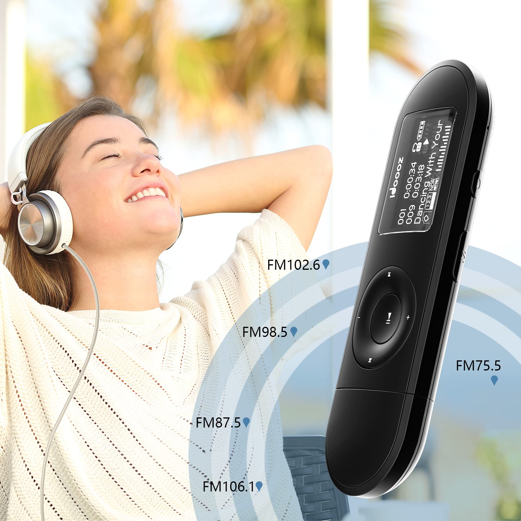 Mp3 Player, USB Mp3 Player with FM Radio, idoooz U2 8GB Music Player Expandable UP to 32 GB, USB Stick Mp3 Player for Running, Recording, Gym, Jogging, Sports, Lossless Sound Quality