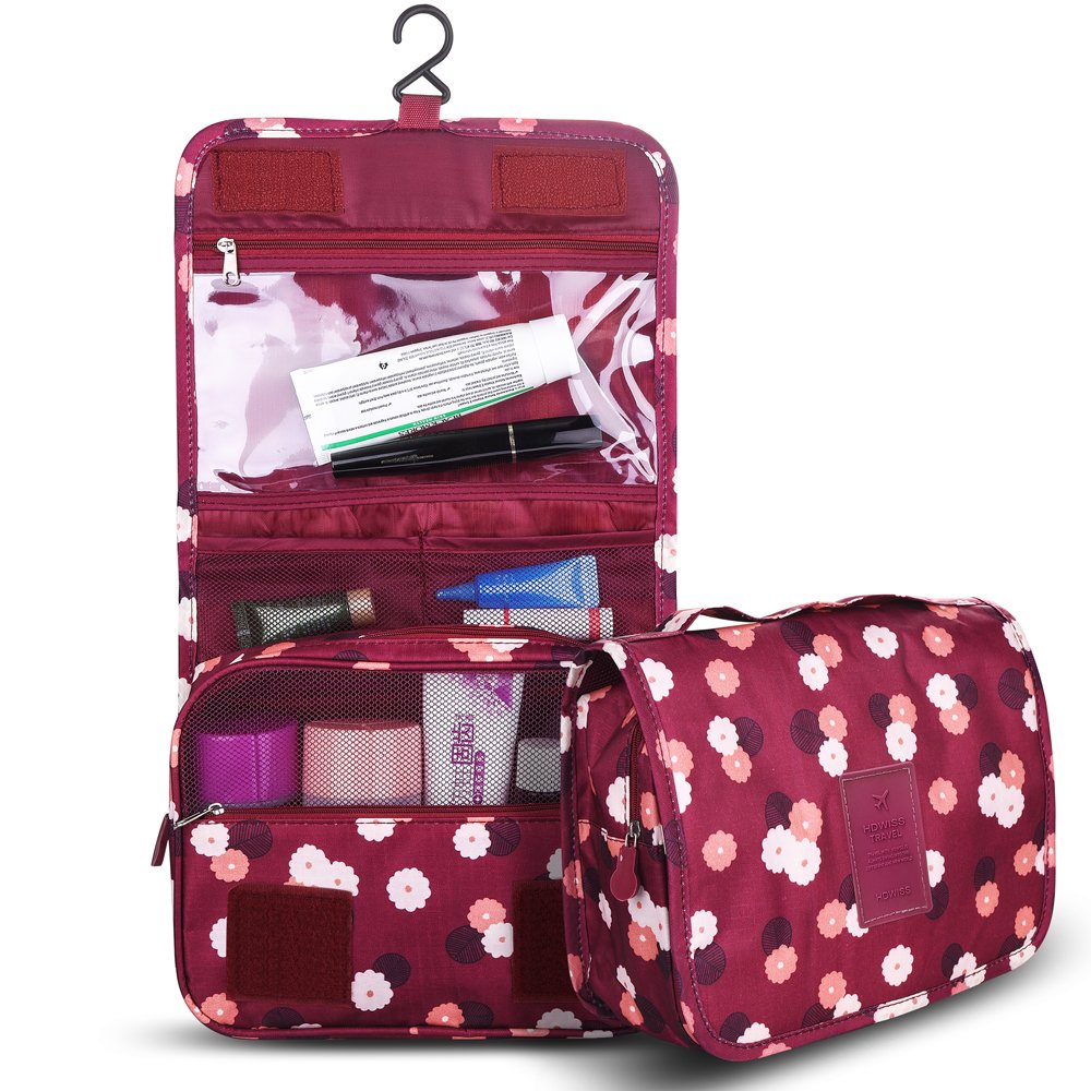Foldable Travel Toiletry Bag with Hanging Hook, Packing