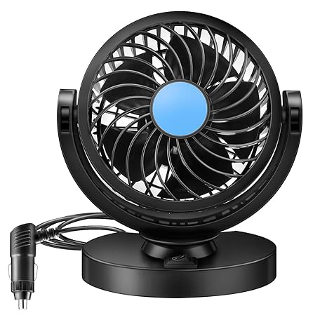 Auto Kfz Lüfter, BestFire Auto Ventilator, Gebläse Klimaanlage Fan, vertikal und horizontal einstellbar Ventilator, 12V