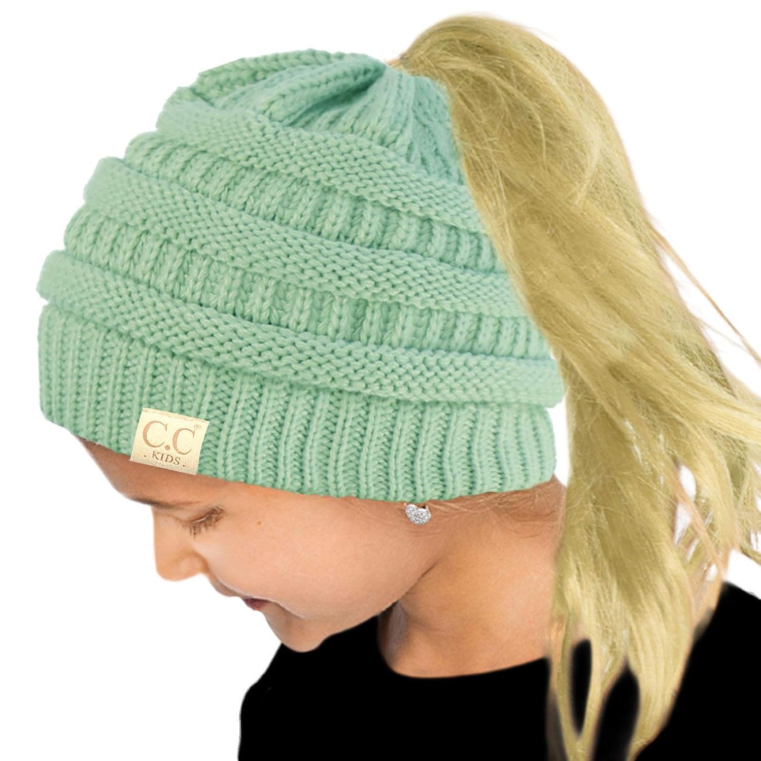 Kids Ponytail Messy Bun BeanieTail Soft 