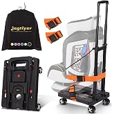 Jogtlyer Portable Car Seat Dolly for Airport,Foldable Travel Hand Truck | Compact Folding Car Seat Roller Cart for Airplane Overhead Bin,110lbs Luggage Cart with 4 Straps,No Assembly Trolley-Black