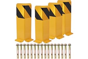 Firofend Heavy Duty Pallet Rack Post Protectors – 4-Pack Steel Column Guards with Anchor Bolts, Floor-Mounted Rack Protection