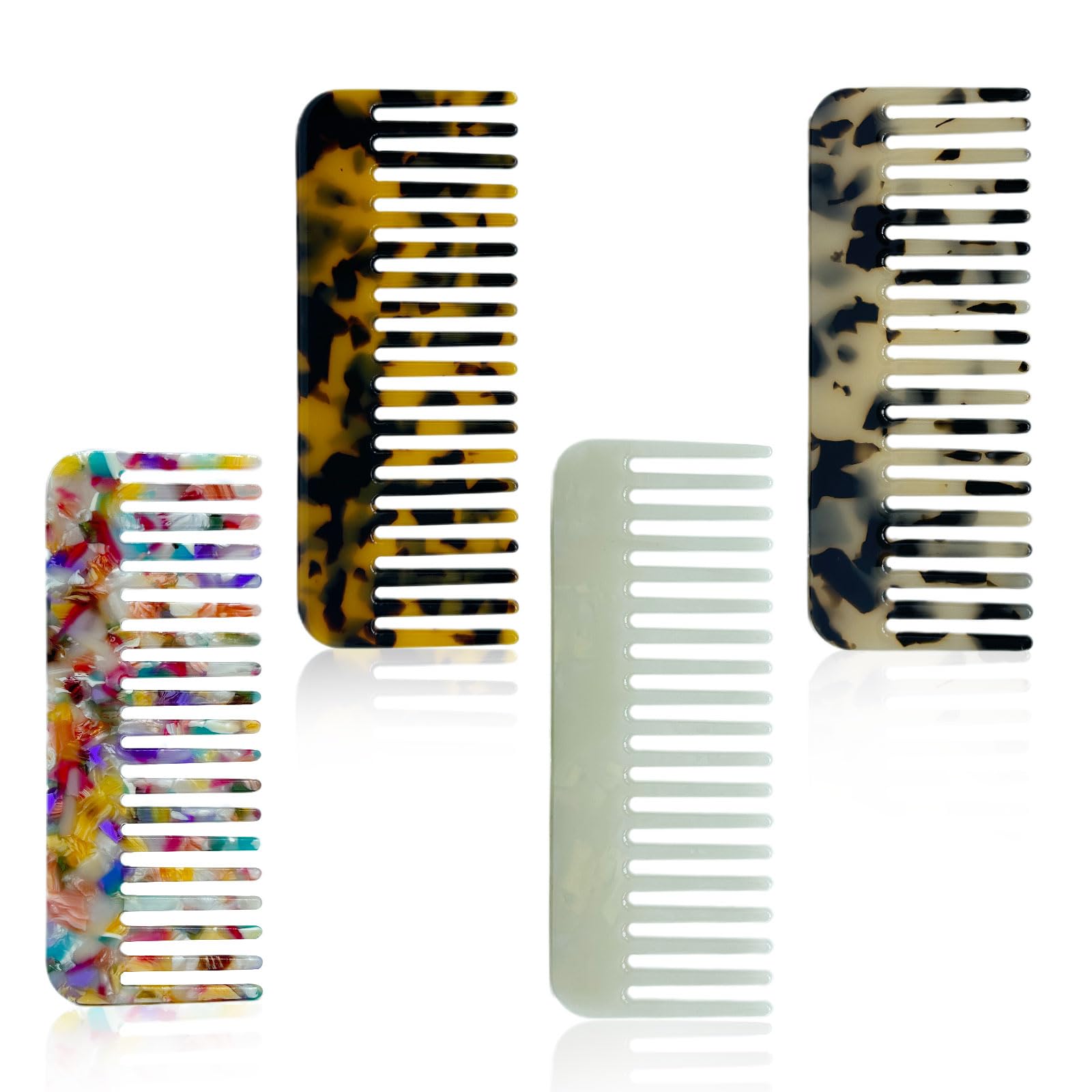 EUPSIIU 4 Pcs Wide Tooth Comb for Curly Hair, Detangling Comb for Wet Dry Hair Styling (Colorful)