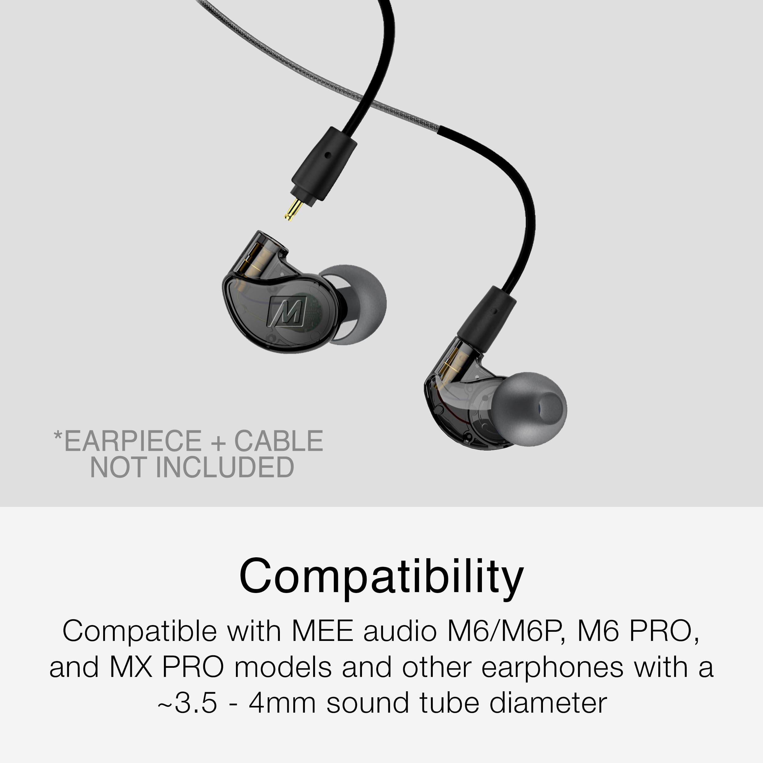 MEE audio Standard Eartips Ear Tip Combo Set (6 pairs in various sizes, black) for M6 / M6 PRO / MX PRO series / Pinnacle P1 / P2 / X1 / X5 / X6 / M9B / M6B and other earphones earbuds in-ear monitors