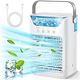 Portable Air Conditioners Personal Air Cooler, 3 in 1 Evaporative Air Cooler with 3 Wind Speeds, Large Water Tank, LED Night 