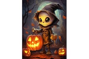 AJEPON Halloween Diamond Art Kit-Horror 5D Diamond Painting for Adults,Halloween Adult Diamond Painting Kits,Gem Painting Kit Arts for Wall Home Decor Arts Craft 12x16inch
