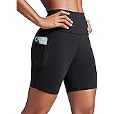 CRZ YOGA Butterbreeze Athletic Biker Shorts Pockets 6'' - High Waist Workout Gym Volleyball Running Yoga Womens
