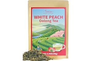 TeeLux White Peach Oolong Loose Leaf Tea, Peach Aroma & Slightly Sweet Flavor, Hot & Iced Tea, 5.3 Ounce