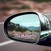 2 Pack Eyes On Jesus Rearview Mirror Decals (Pink) – Jesus Mirror Decal for Cars Trucks SUVs, Christian Stickers for Cars, Faith Car Decals, Self Affirmation Reminder, Window/Bumper