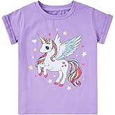 Funnycokid Little Girls T Shirt for Toddler 3-7 Years Kids Tee Graphic Short Sleeve Clothes Tops