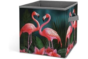 VstaDank Flamingo Flowers Storage Bin Larger Clothes Basket with Handles Fabric Storage Container Foldable Closet Organizer C