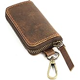 Handmade Full Grain Leather Car Key Holder & Zippered Coin Purse | Belt Loop Key Chain, Compact Earphone Holder, Multi-Functional Money Purse, Elegant Leather Accessory, Versatile Key Organizer