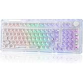 KiiBoom Phantom 98 Hot Swappable Crystal Gasket-Mounted Mechanical Keyboard, Triple Mode NKRO Gaming Keyboard with South-Facing RGB, Clear Keycaps, 8000mAh Battery for Win/Mac (Clear)