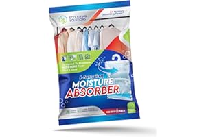 Eco Living Solutions Moisture Absorber Packets, Fragrance Free, Humidity Absorber, Hanging Closet Dehumidifier Bags, Eliminates Odors for Fresher Air, Ideal for Closet