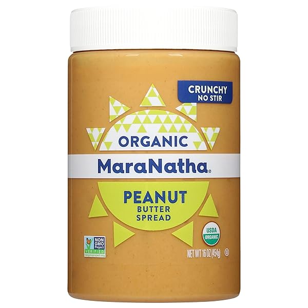 MARANATHA ORGANIC CRUNCHY PEANUT BUTTER SPREAD, NO STIR, 16 OUNCE JAR