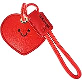 Leather Keychain Holder Case Compatible with AirTag,Cute Protective Cover with Keyring and Lanyard,Anti-Scratch Finder GPS Tracker Case for Wallet Keys,Bag,Pets,Backpack(Heart)