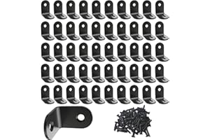 Corner Brace, L Bracket, Corner Brackets of Stainless Steel,Small Angle Support for Home Improvement, Metal Iron Braces for Wood Aufuga (Black_0.8x0.8x0.6inch_50pcs)