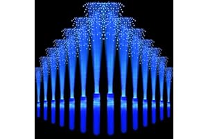 NUDALA 24 Pack Blue Glow Fiber Optic Wands Bulk Light up Wand Glow Sticks with 3 Light Modes for Christmas Valentine's Day Easter 4th of July Concerts Clubs