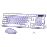 Quiet Wireless Keyboard and Mouse Combo for Office and Home(Purple)