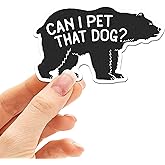 Can I Pet That Dog Sticker - Internet Meme Viral Video Decal - Funny Black Bear Dawg Sticker for Laptop or Water Bottle, Cute Christmas Gifts