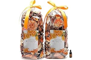 Qingbei Rina Fall Potpourri Bags,Orange Scented Potpourri Dried Flowers, Autumn Decorative Bowl Vase Filler,Home Fragrance,Harvest Farmhouse Bathroom Decor,8.4oz(Citrus)