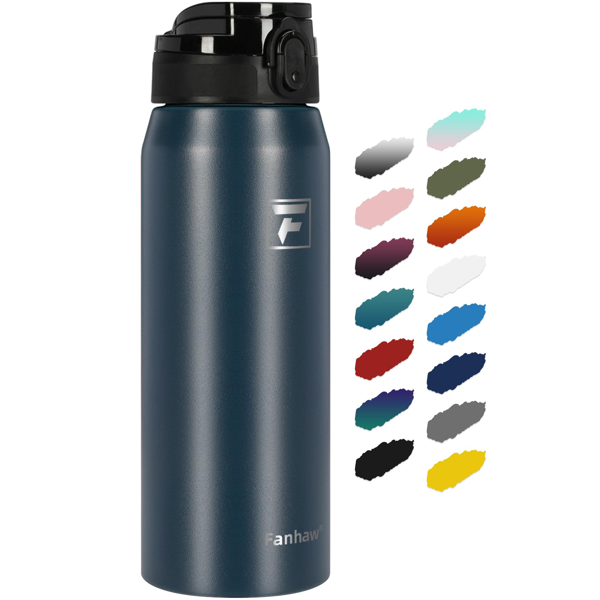 Fanhaw 750 ml Insulated Stainless Steel Water Bottle with 1 Lid (Chug Lid) - For Kids, Women, Men | Leak & Sweat Proof with Anti-Dust Lid (Navy Blue)