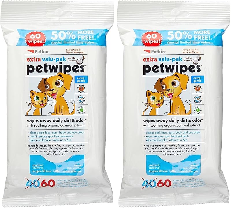Petkin Eco Pet Wipes Pack of 2 for Dogs and Cats