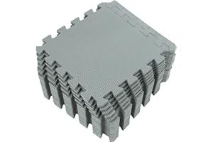 Yostrong® 18 Tiles Interlocking Puzzle Foam Baby Play Mat with Straight Edges for Playing - EVA Babies Crawling Mat | Rubber Floor Work Out Mats for Home Gym. Gray. YOC-Lb18S18