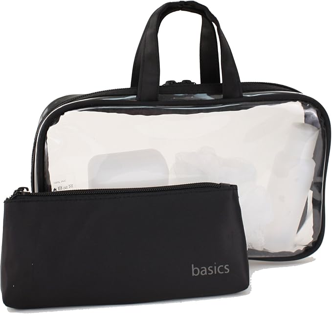 Modella Basics Weekender Style Clear Travel Toiletry Bag with Small