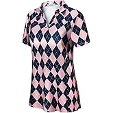 Vldnery Womens Golf Polo Shirts Moisture Wicking Running Workout Tops Print Short Sleeve Tennis Clothes Loose Fit
