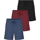Real Essentials 3 Pack:Mens Cotton Ultra-Soft Knit Sleep Pajama Shorts & Lounge Wear (Available In Big & Tall)