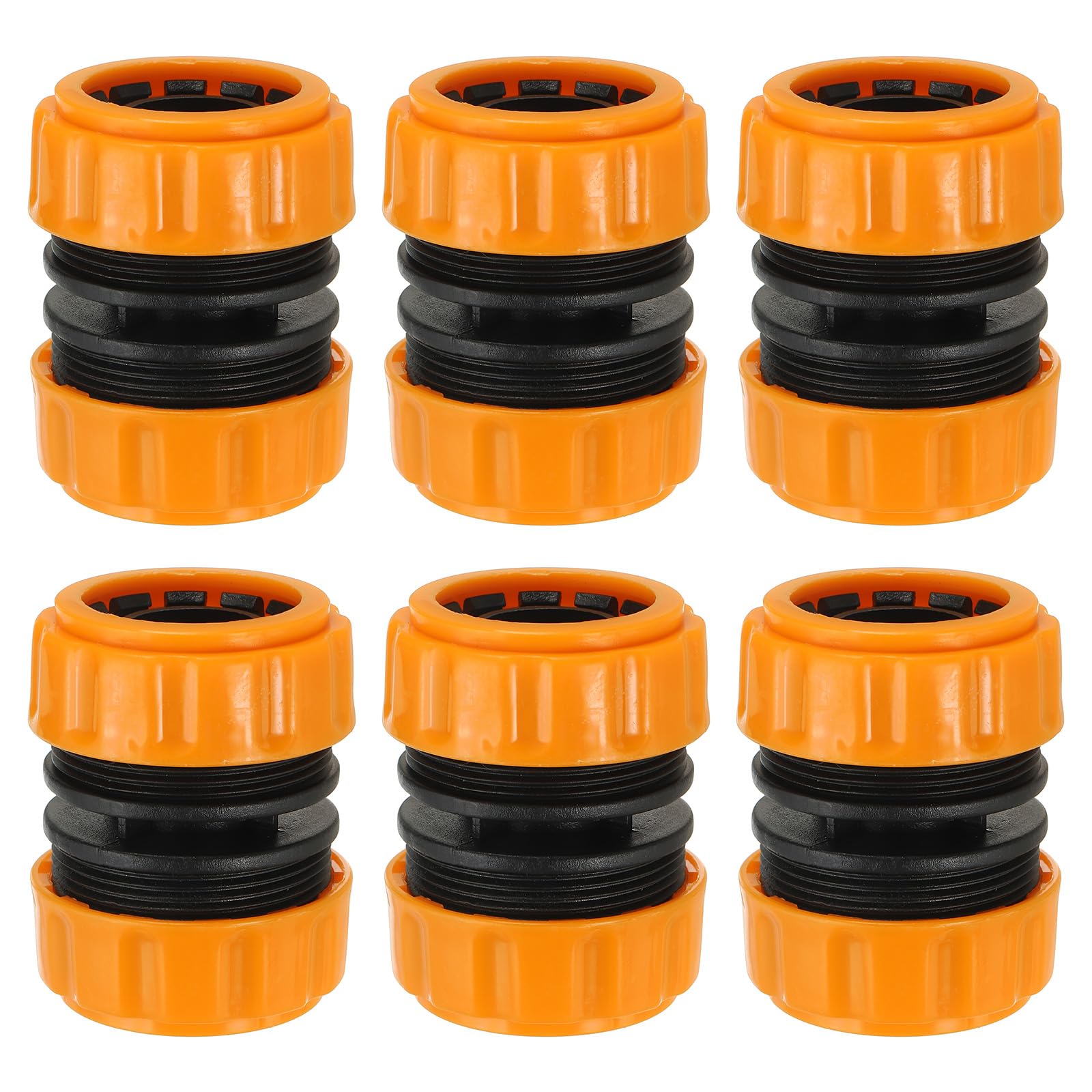 PATIKIL 1" Garden Hose Repair Kit Connector Extender, 6 Pcs Plastic Quick Water Hose Connectors Leakproof Design Fittings, Marigold