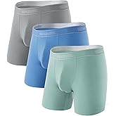 SEPARATEC Mens Underwear with Pouch Premium Soft Micro Modal Boxer Briefs Comfortable Dual Pouch Underwear for Men 3 Pack