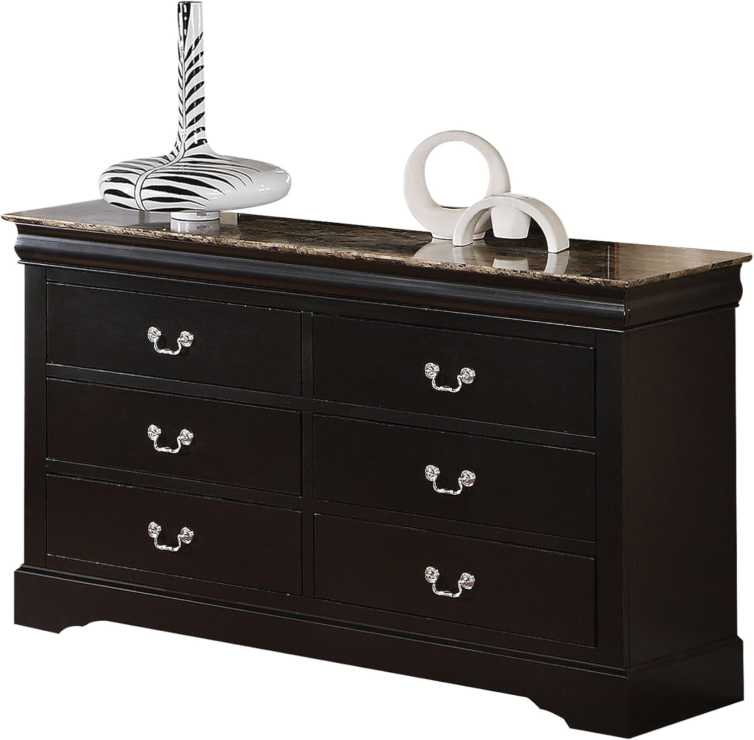 ACME Louis Philippe III Faux Marble Top Dresser, Black Finish Kitchen & Dining