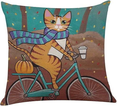 Fhuuly Dessin Animé Chat Housse De Coussin Mignon Chat Et