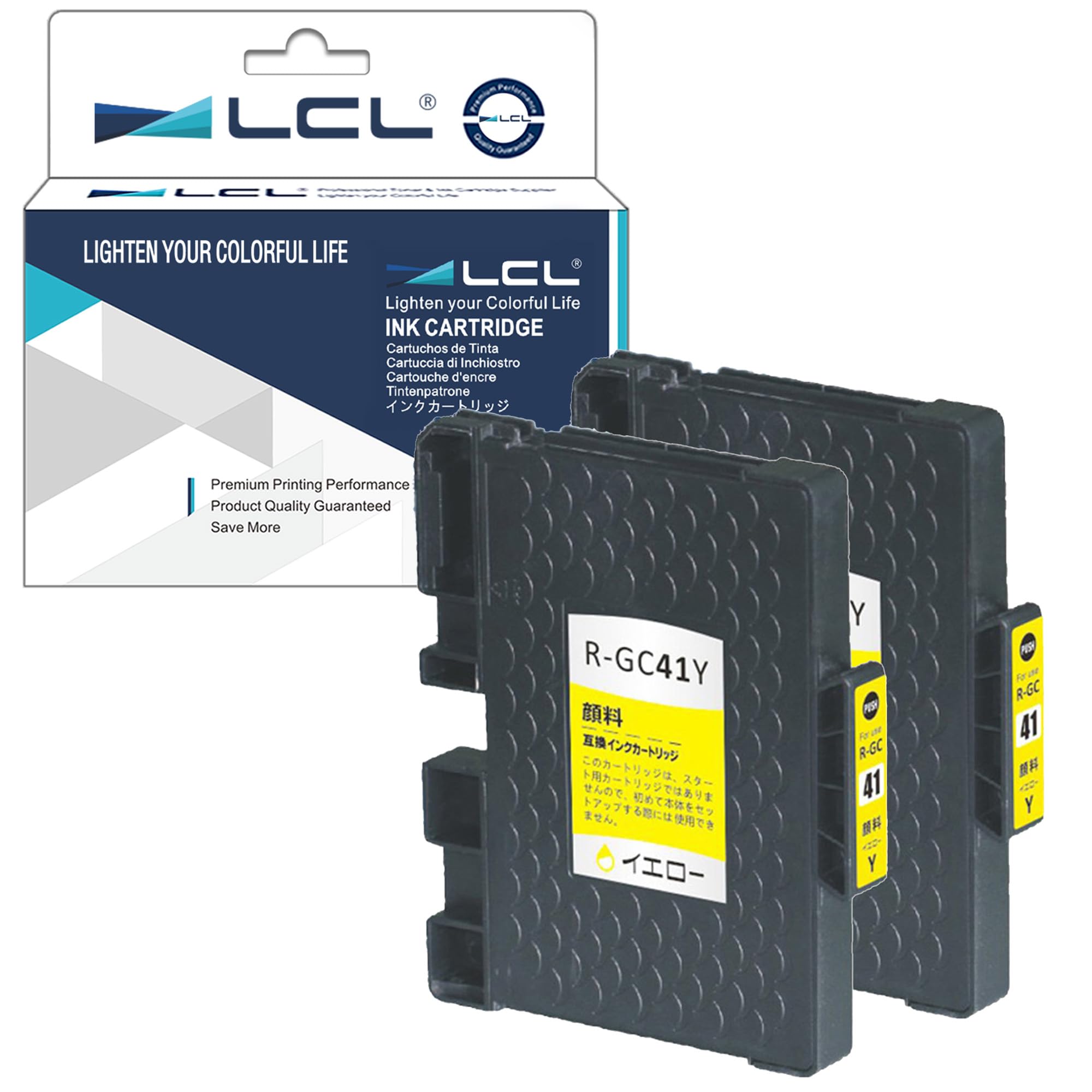 LCL GC-41 GC41 GC41Y (2-Pack Yellow) Ink Cartridges Compatible for Ricoh Aficio SG 2100 2100N 2010L Aficio SG 3100SNW