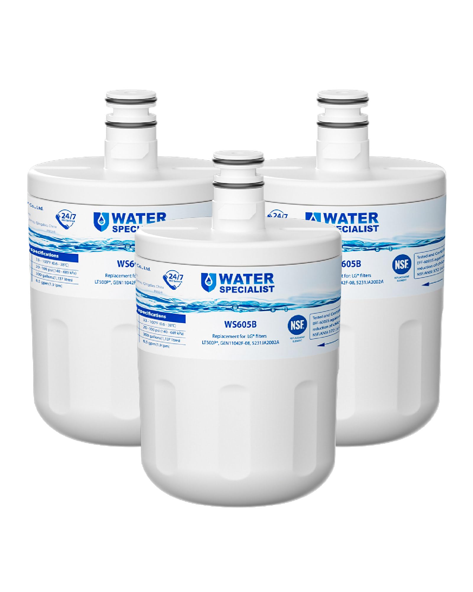 Waterspecialist 5231JA2002A Refrigerator Water Filter - Replacement for LG LT500P, Kenmore 9890 | 3-Pack