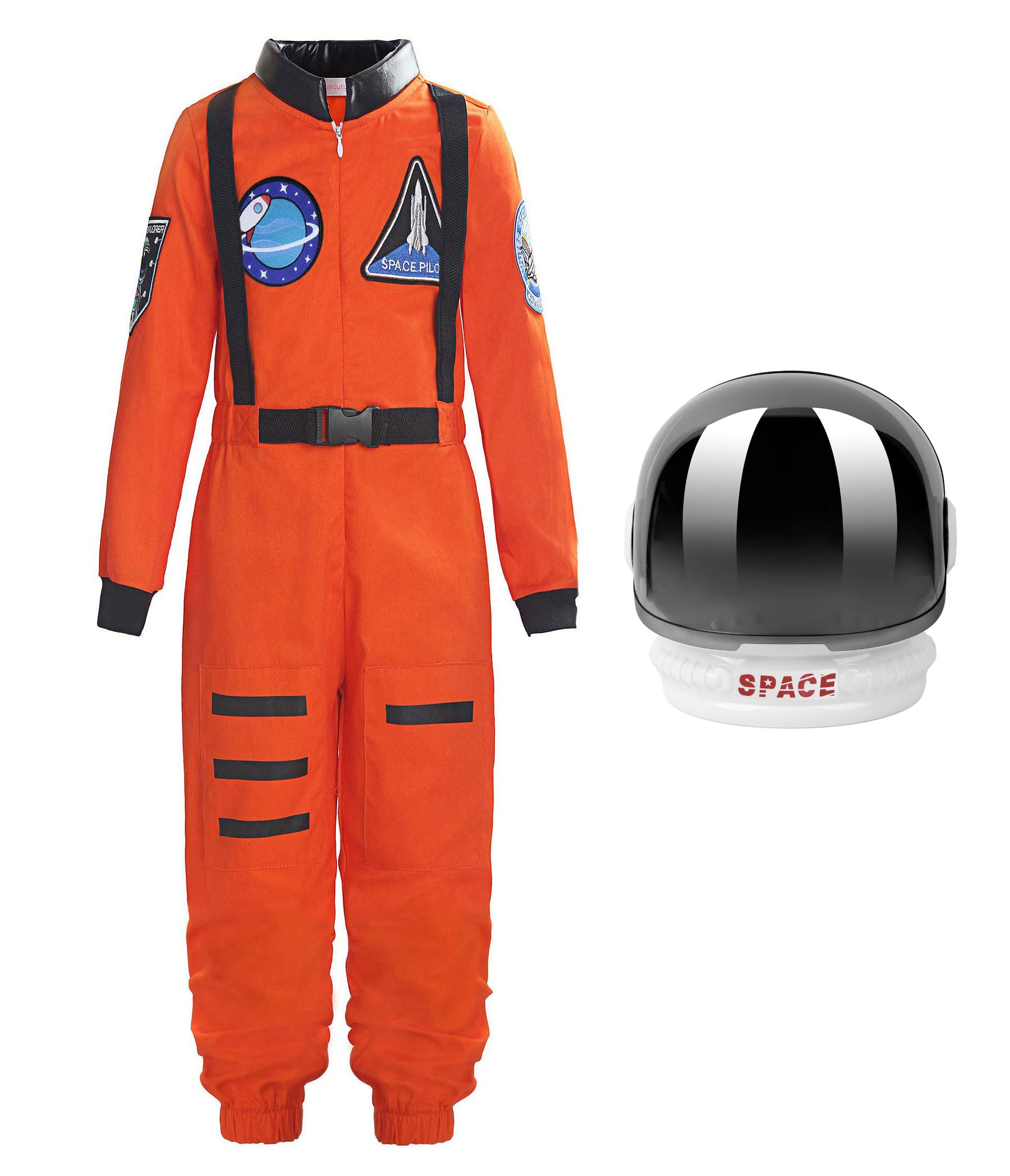 ReliBeauty kids girls boys Astronaut Costume with Space Helmet，8-9/140
