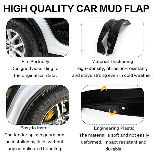 PSLER FIT FOR VOLVO XC60 2025 2018 2019 2020 2021 2022 2023 2024 2025 REAR DOOR MUD FLAPS SET OF 2PCS MUD GUARD KIT SPLASH GUARDS MUDGUARDS MUDFLAPS WITH HARDWARE KITS ACCESSORY FRONT AND REAR