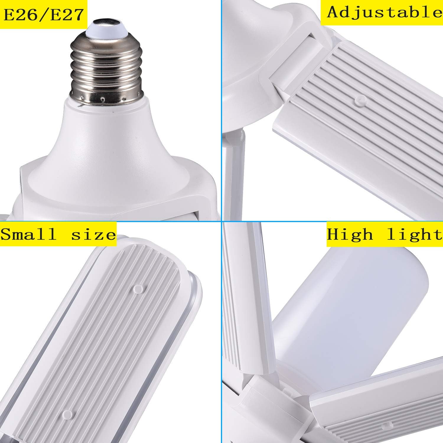 LED Garage Light Equivalent 400W, 5000LM 6000K Led Light Bulb, E27 Medium Base, Led Deformable Light, Workshop Light for Workshop, Workbench, Barn, Warehouse - - 