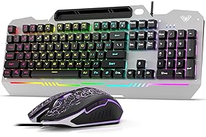 AULA Gaming Keyboard and Mouse Combo, RGB Backlit Computer Keyboard and Gaming Mouse, Wired Gaming Keyboard Set for Windows P