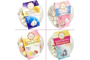 4 Pack Krunchy Melts Original Meringue Cookies | Let's Celebrate 4-Pack | Birthday Cake, Cotton Candy, Rainbow Vanilla, Vanilla Sprinkles | Only 80-90 Calories Per Serving | Low Fat/Fat Free, Gluten Free, Dairy Free (4 Oz)