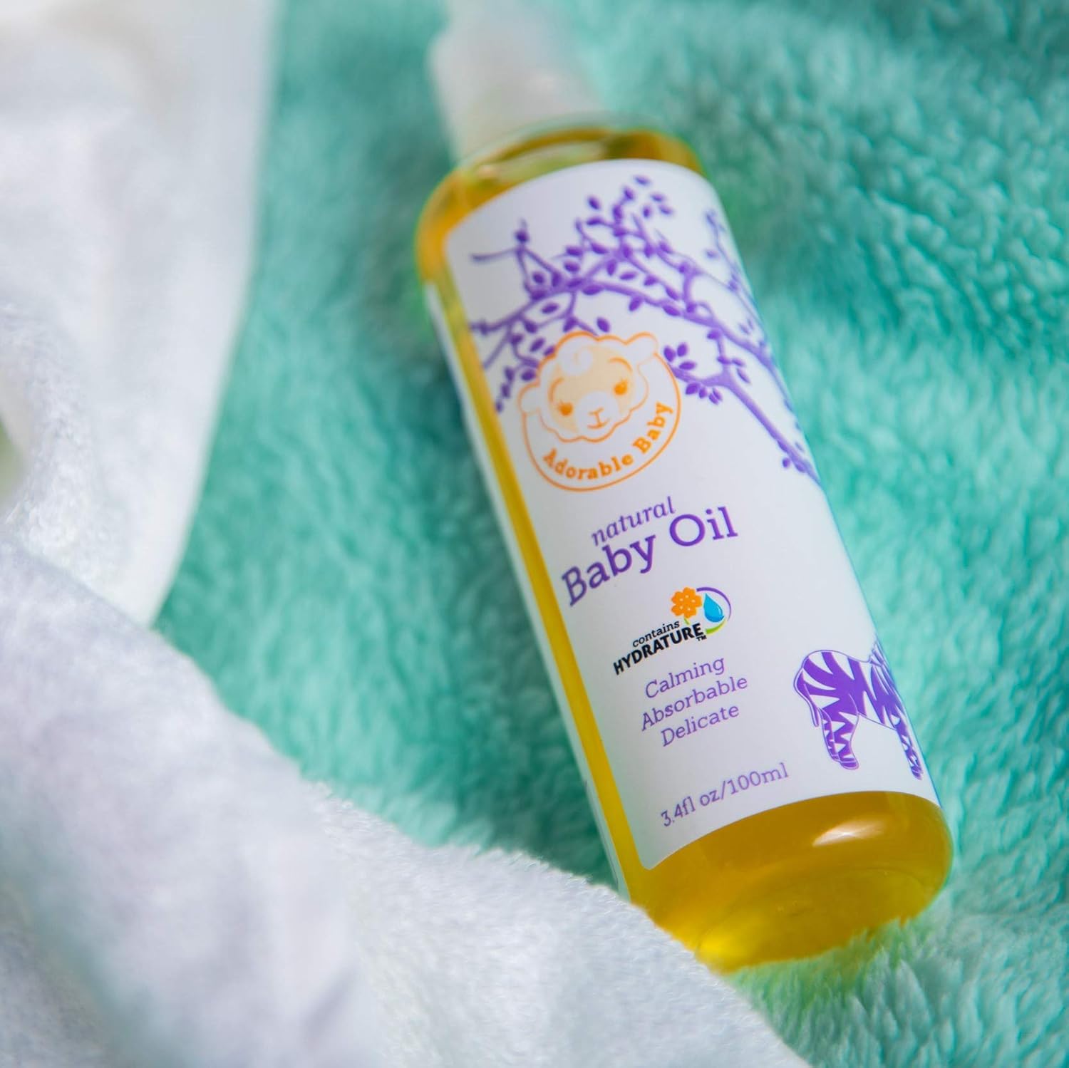 Adorable Baby Natural Baby Oil, EWG VERIFIED for Safety, Contains Hydrature for Added Moisturization, 3.4 oz.: Beauty