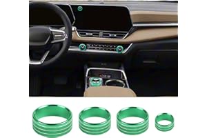 KUJOOY for Chevy Equinox 2025 2026 Interior Accessories AC Air Conditioner Volume Gear Shift Switch Knob Ring Cover Drive Button Trim Aluminum Alloy (Green)